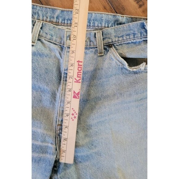 Vintage Levis 549 36x32 Leather Tab Jeans 80s 90s Stone Wash Frayed Faded Thick - Picture 10 of 16